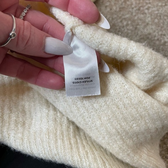 LuLus sweater off white vanilla asymmetrical lightweight knit drop sleeve SZ SM - Picture 7 of 9